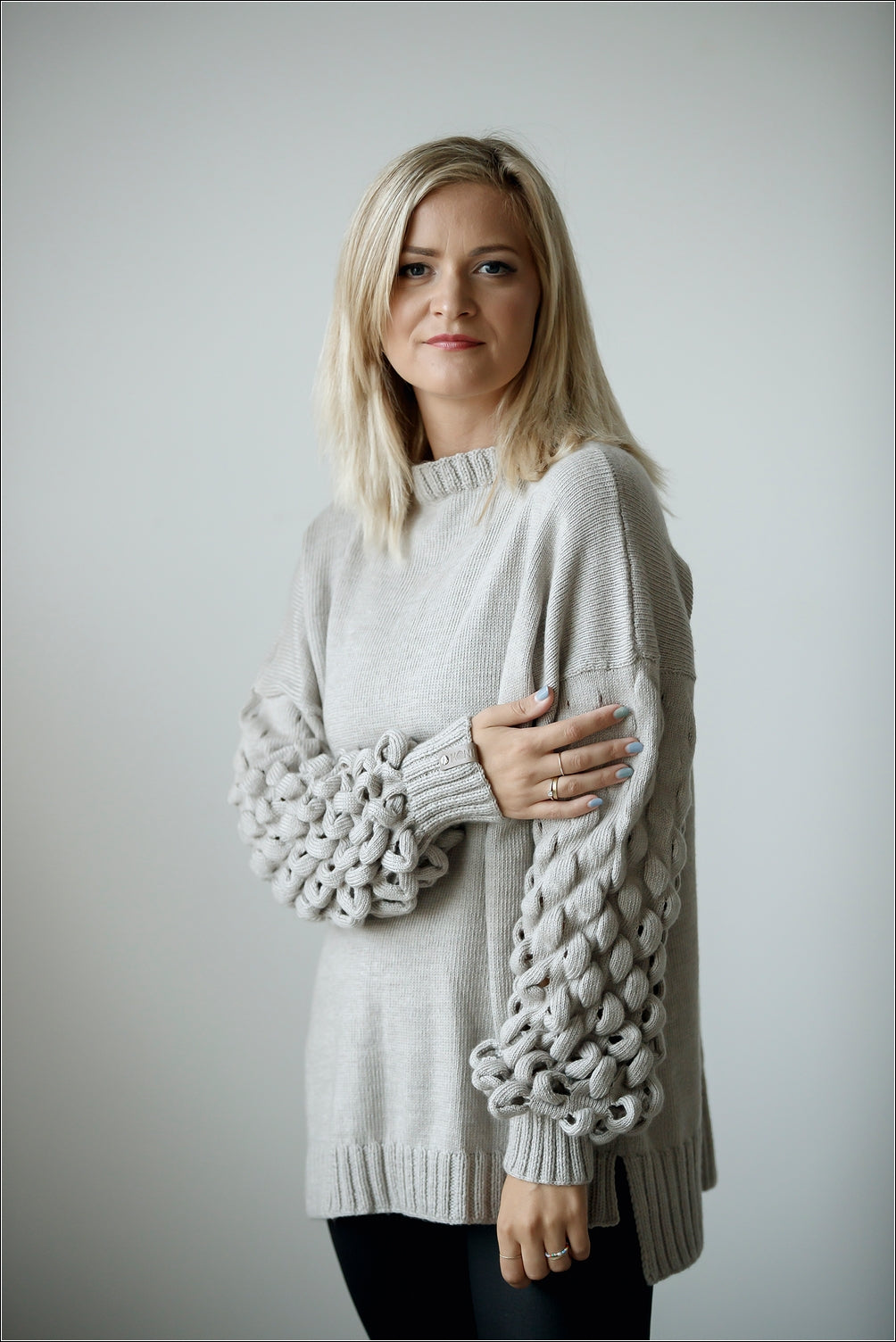 Hand Knit Alpaca Sweater with Exclusive Sleeves