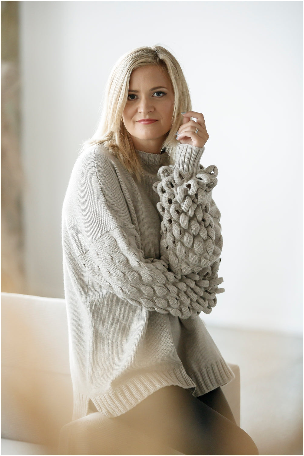 Hand Knit Alpaca Sweater with Exclusive Sleeves